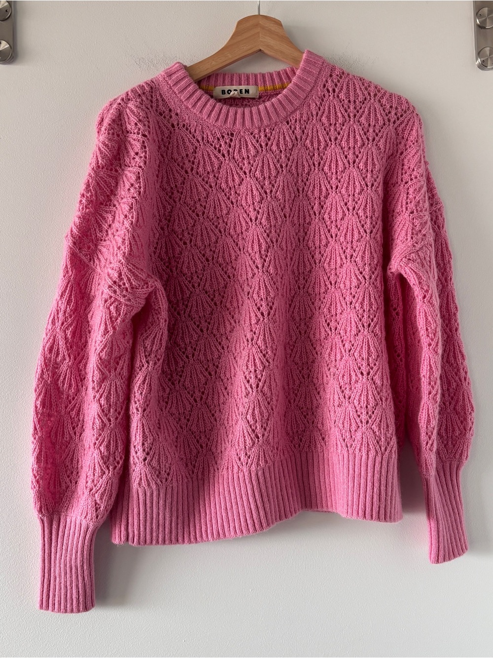Boden Pink Pointelle Wool Blend Sweater